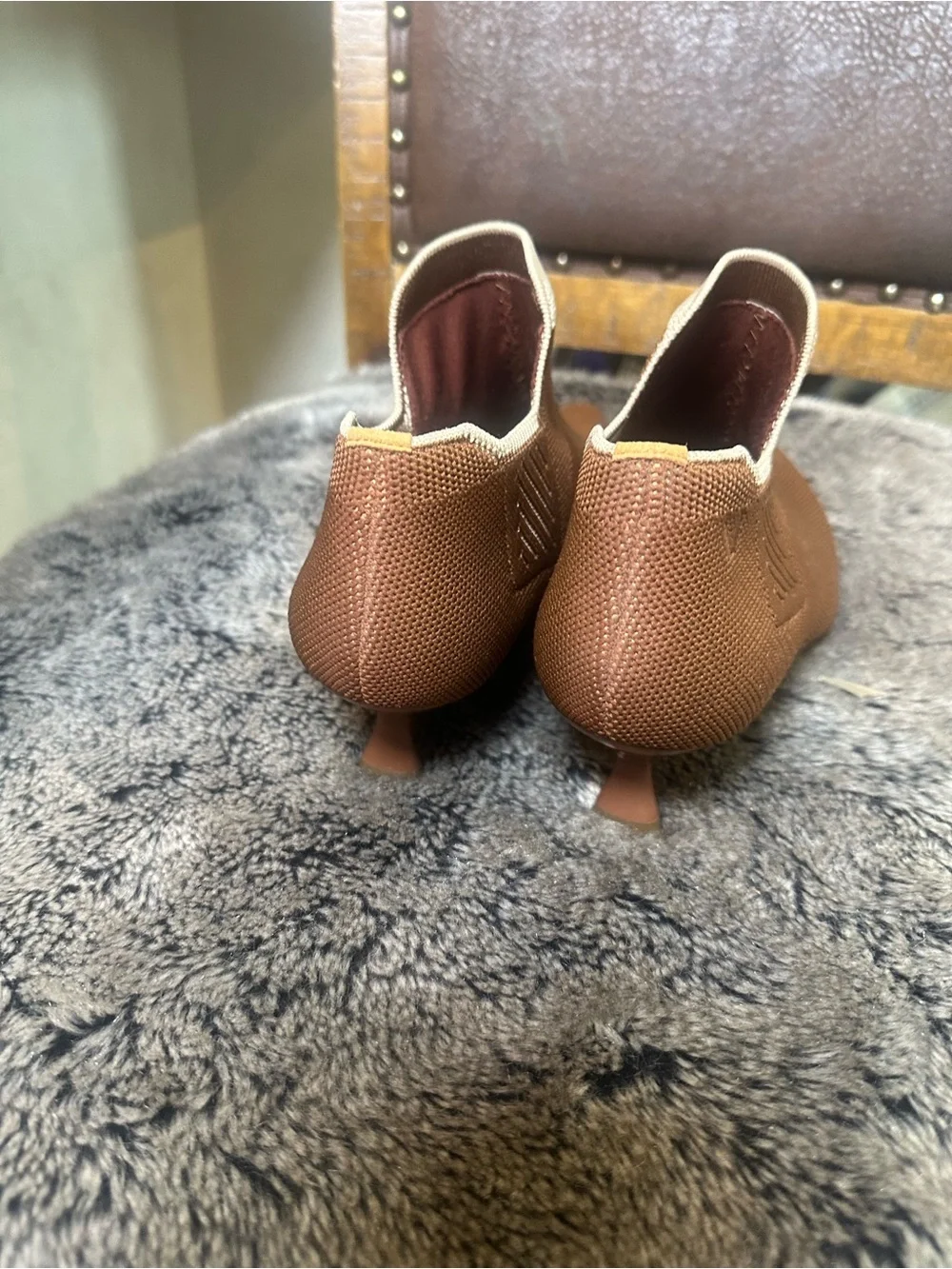 Vivaia Naomi Sustainable Wool Pointed Toe Kitten Heel Brown Slip On Shoes, 38